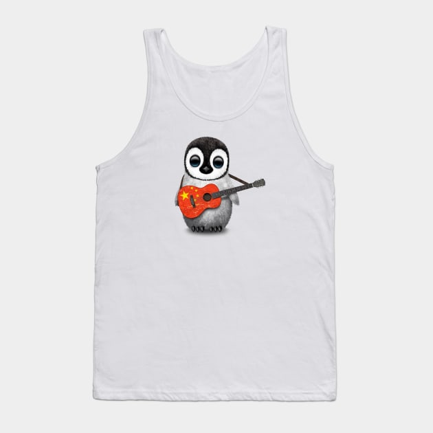 Baby Penguin Playing Chinese Flag Guitar Tank Top by jeffbartels